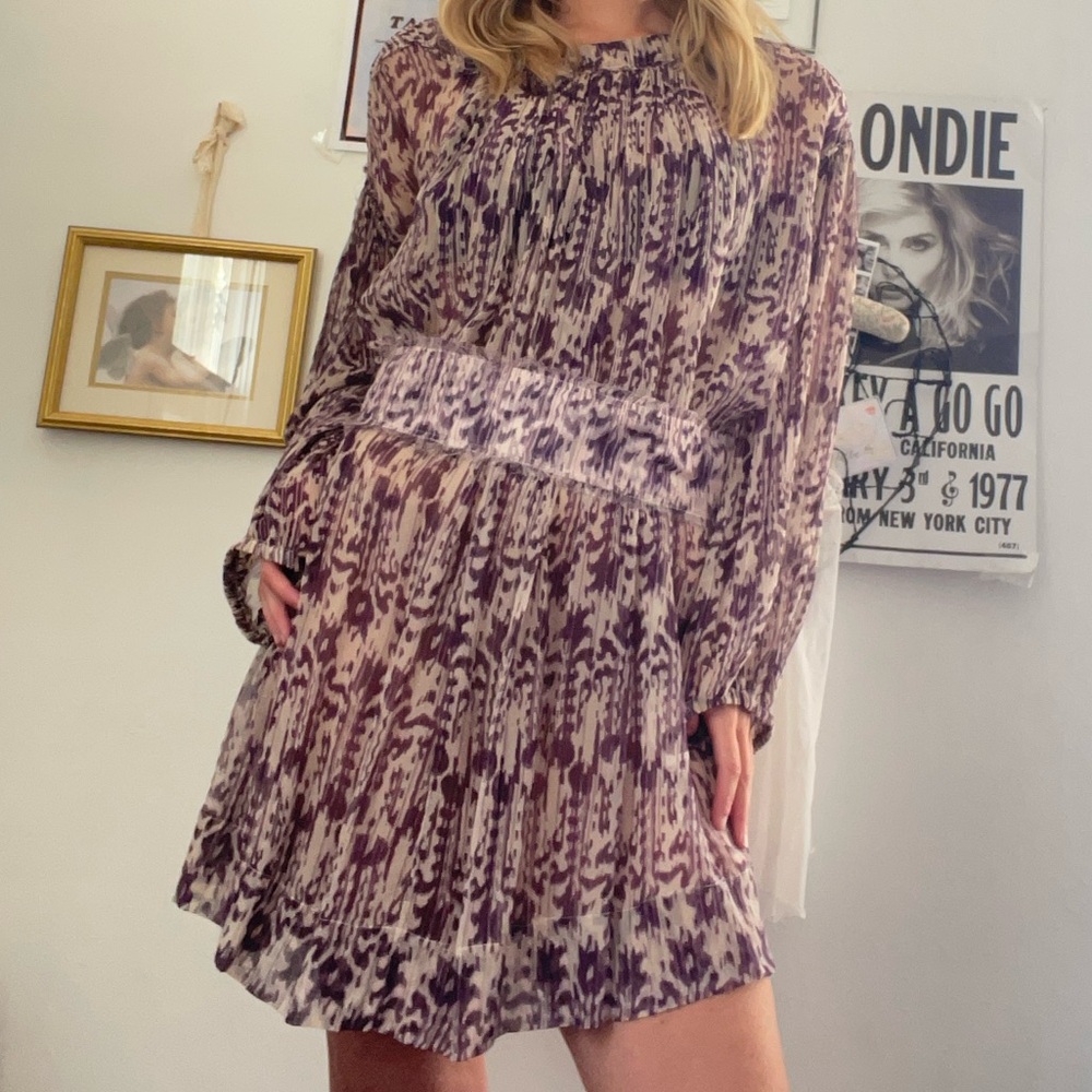 Étoile Isabel Marant purple patterned mini dress luxury designer vintage - Picture 3 of 4